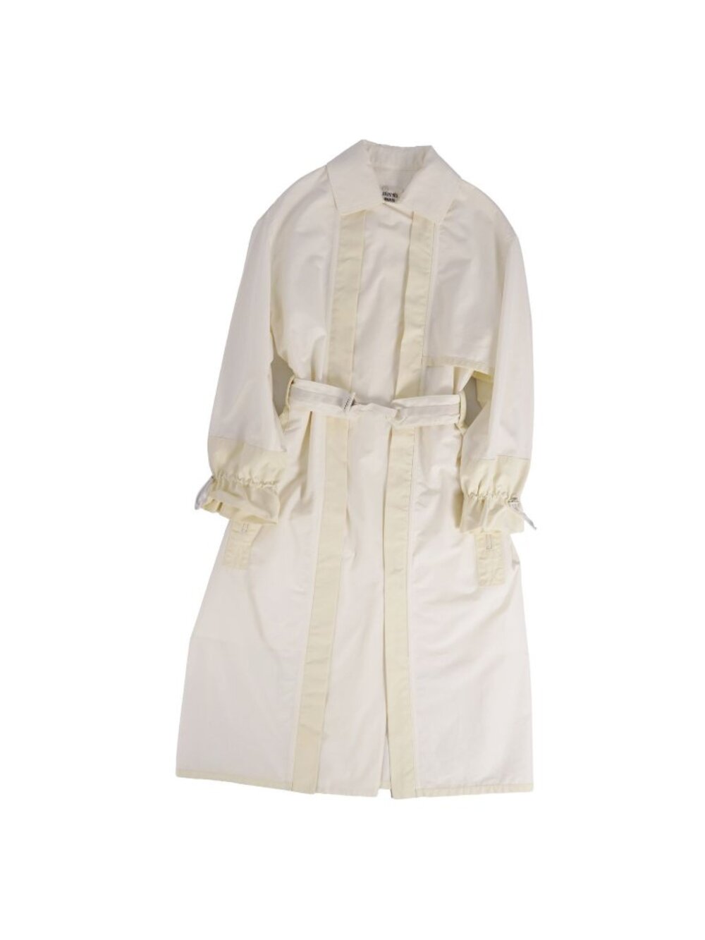 Hermes Coat Long Zip Up Belted Cotton White 34